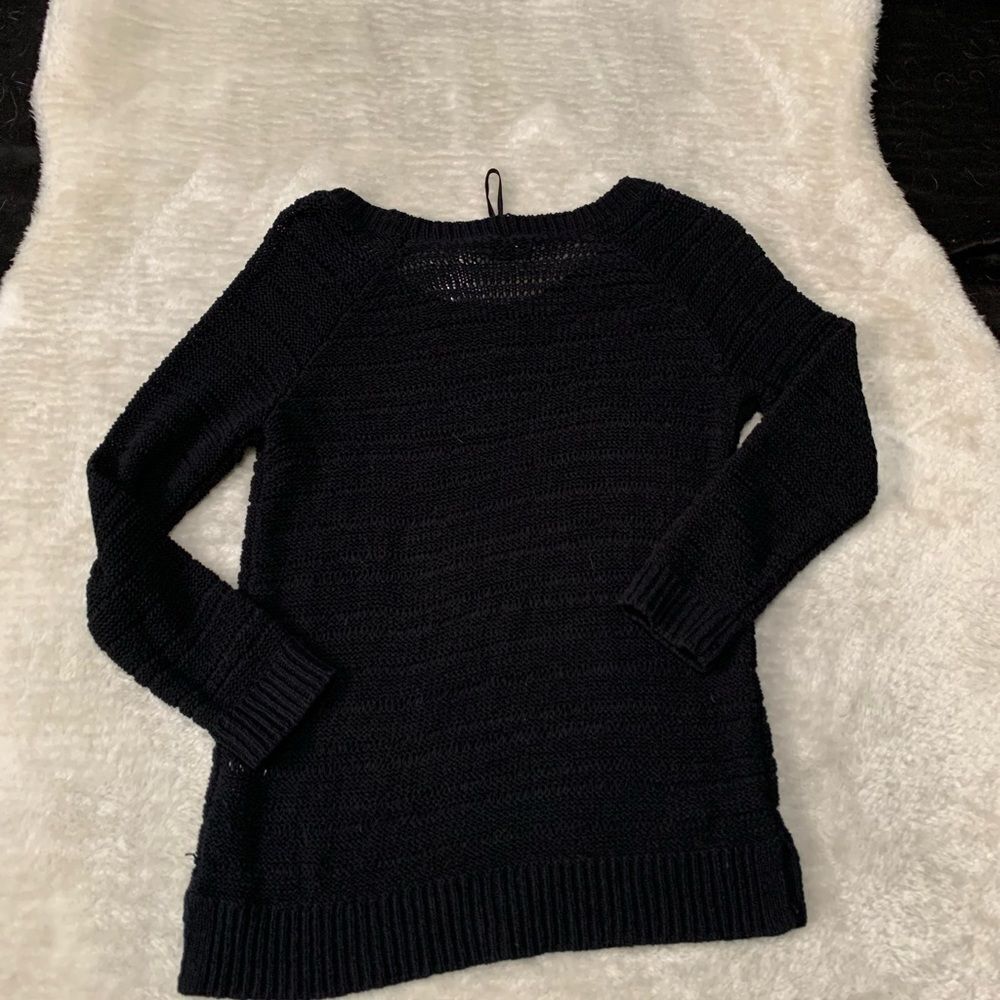 New APT 9 Womens Black Tie Tape Yarn Pullover Sweater Size Small NWT $50 - Picture 2 of 8